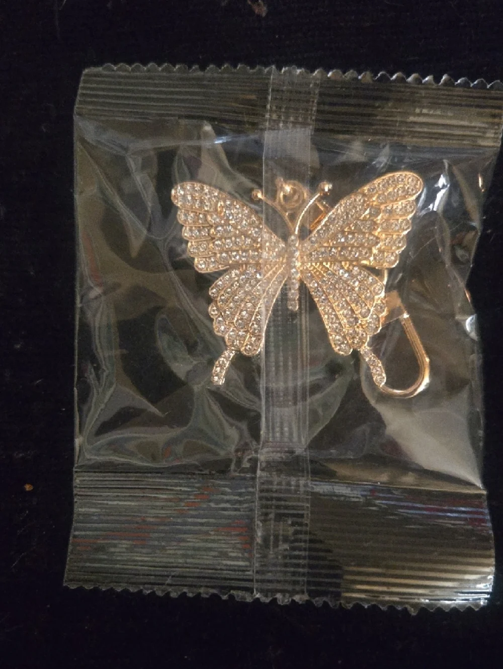 Gold Butterfly Purse Bag Charm/Keychain with Crystal Accents Bling